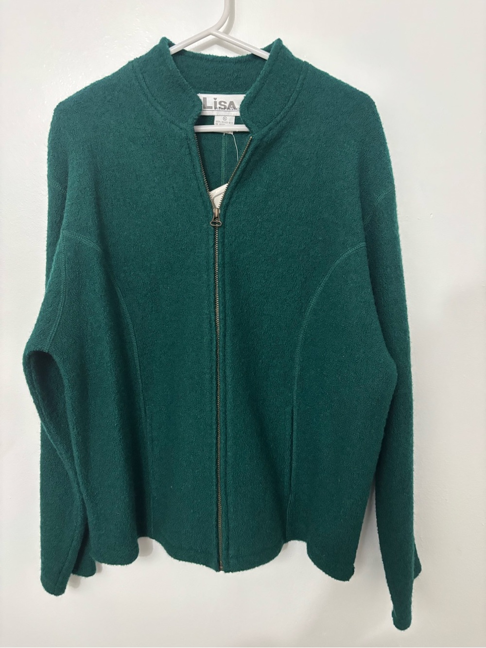 Lisa 100% Boiledwool Forest Green Zip-Front Women's jacket
